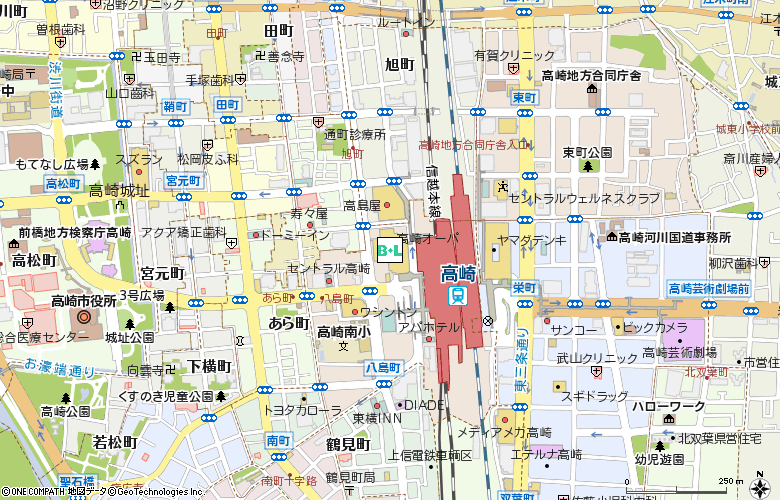 中央コンタクト　高崎ＯＰＡ店付近の地図